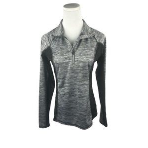 Head Shirt Womens XS Activewear 1/4 Zip‎ Long Sleeve Grey Black Lightweight